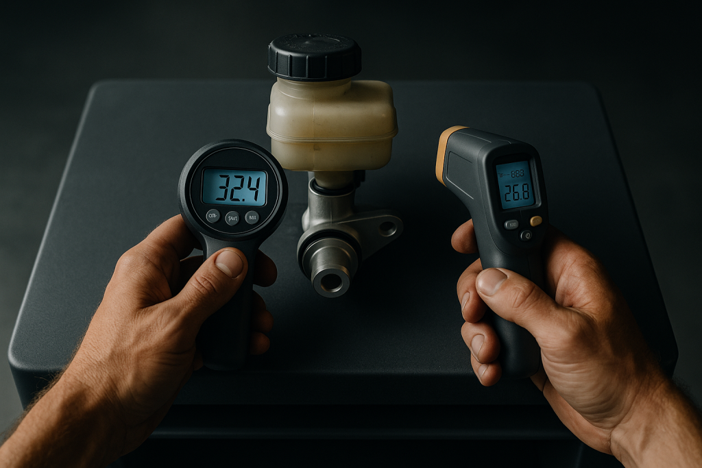 Bremsflüssigkeit Druck & Temperatur in der Probefahrt prüfen